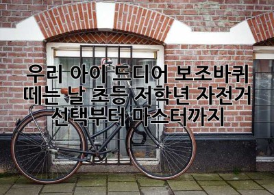우리 아이, 드디어 보조바퀴 떼는 날! 초등 저학년 자전거 선택부터 마스터까지